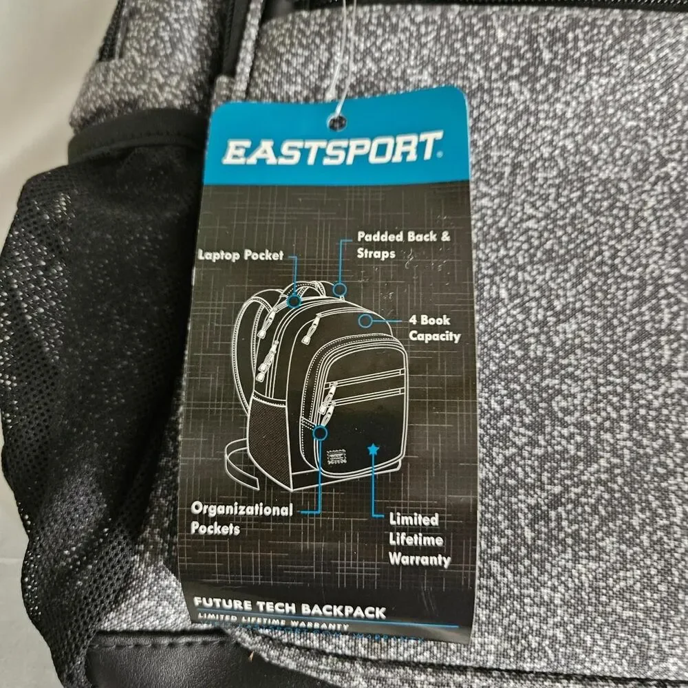 Eastsport gray speckled backpack with black accents